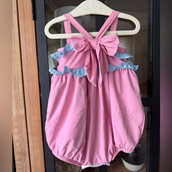TBBC One Piece Swimsuit baby girl St. Bart's Bubble Hamptons Buckhead Eyelet - Picture 2 of 6
